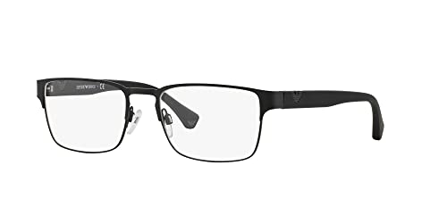 Emporio Armani Óculos de sol masculinos quadrados EA1027, preto fosco, lentes demo, 55 mm, Preto fos