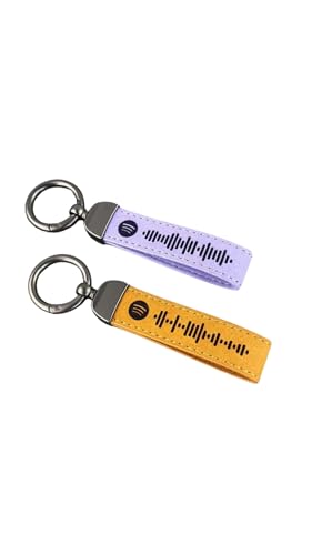 Song Code Keychain with Soundwave Personalized Music Keyring with Metal Ring Custom Scannable Spotify Code Accessory