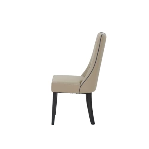 Image of Royaloak Milan Italian Leatherette Dining Chair | Elegant Dining Chair for Home with Piping Design & Leatherette Seat | Solid Wood Legs, Modern Design & Comfortable Dining Table Chair