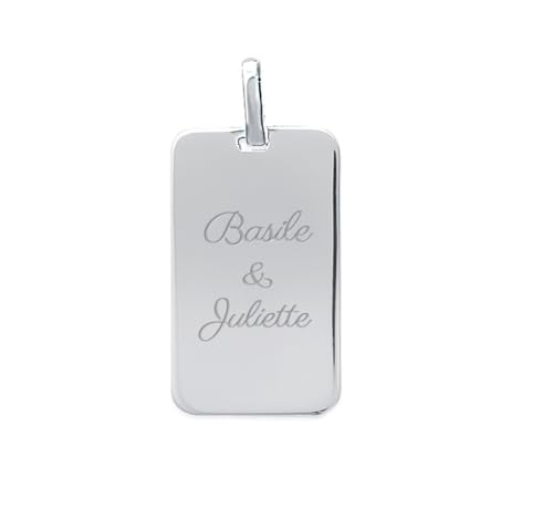 Pendentif Argent 925 Rhodié Tata Gisèle : élégance géométrique et gravure sur mesure