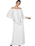 KOH KOH Plus Size Womens Long Strapless Shoulderless Flattering Cocktail Evening Off The Shoulder Cold Sexy Evening Flowy Formal Slimming Gown Gowns Maxi Dress Dresses, Ivory White 2XL 18-20
