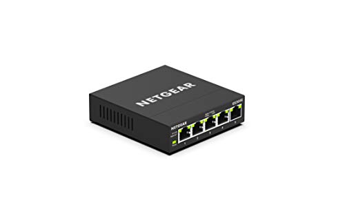 (GS305E) 5 端口 RJ45 金属千兆以太网交换机 (10/100/1000),可管理 Serie Plus RJ45 交换机,桌面或墙壁放置,以太网分离器,静音操作