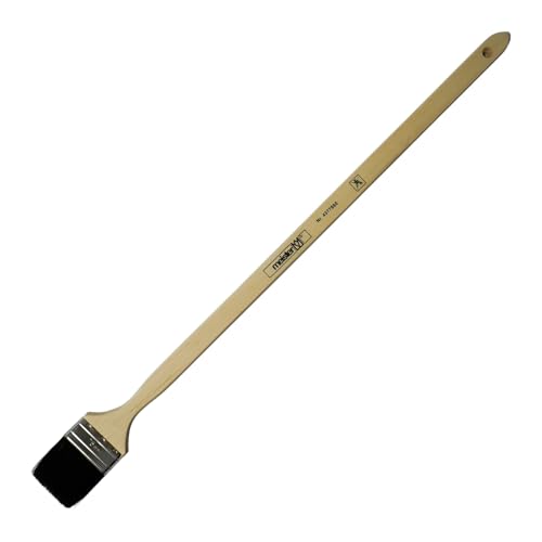 sopomarkt24 Fassadenpinsel mit Extra Langem Griff 82 5cm Farbpinsel für Fassaden Heizkörper und Wände Schwarze Naturborsten Unlackierter Pappel-Weichholz-Stiel Aufhängeloch Metallring