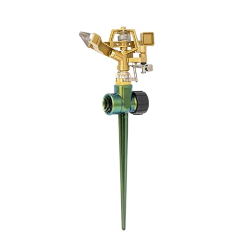 RESTMO Heavy Duty All-Metal Impact Sprinkler Head on Sturdy Spike Base