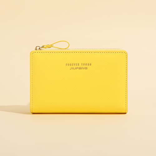 Jiufeng Women Zipper Wallet Rfid Blocking Multi Purpose Coin Pouches Credit Card Holder Short Purses (Yellow) #TOP1