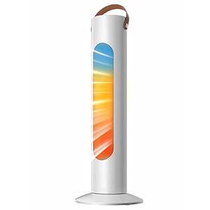 Calentadores eléctricos para uso en interiores, calentador de torre de 25 pulgadas y ventilador combinado con oscilación de 70°, 1500 W, 2 modos, para dormitorio, oficina, hogar, blanco-1
