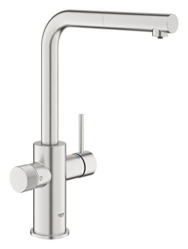 GROHE Minta 30601DC0 Robinet de cuisine (bec haut amovible, forme en L, compatible avec les kits de filtration Blue (séparément), moins de consommation...