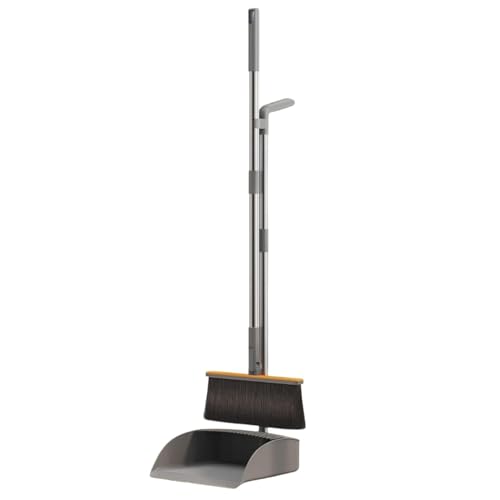 Image of Broom and Dustpan Set with Long Handles, Upright Standing Dustpan, 26 cm Wide Pan, Detachable Handle Design (Long Handle Broom and Dustpan)
