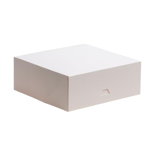 dekora   Cajas para Tartas   Medidas 22x22x8 cm   Cajas Resistentes para Repostería   Fáciles de Montar y Reutilizables   Cartón Ecológico de Fibra Vegetal   Lote de 50 Cajas   Color Blanco