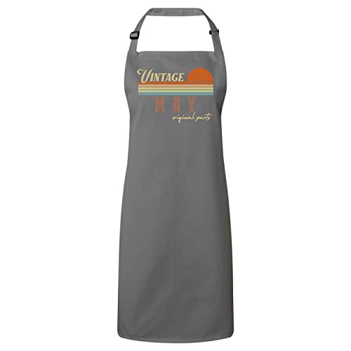 Tablier cuisine premium gris au design vintage original et finitions soignées