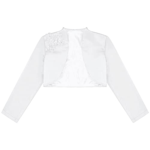 Kids Girls Flower Girl Dress Long Sleeve Open Front Bolero Shrug Jacket Cropped Cardigan Cover Up3