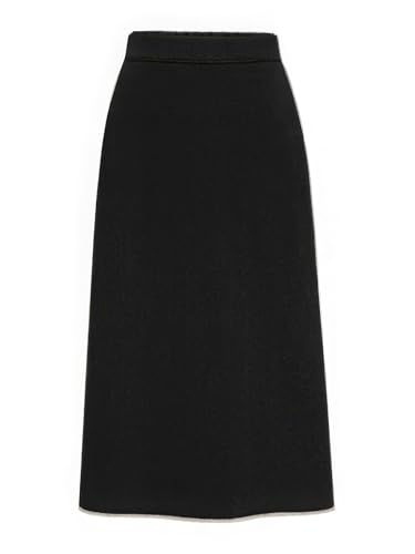 ebossy Women's Elegant Wool Long Pencil Skirt Back Elastic Waist Winter Warm Slit Bodycon Midi Skirt