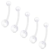 LAURITAMI 5 Pièces 14G Piercing Nombril Plastique, Piercing Nombril Grossesse 18mm, Spécialement Conçus pour Percing Barbell Grossesse, Interventions Chirurgicales, La Cicatrisation Et Peaux Sensibles