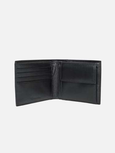 Image of Textured black leather bi-fold wallet