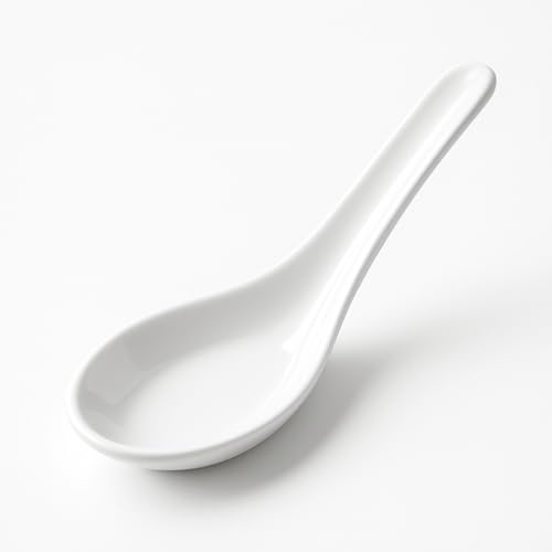 Image of Asian Soup Spoons Set - Durable Melamine Spoon for Ramen, Miso, Japanese & Chinese Soups - Comfortable Grip, Dishwasher Safe & Long-Lasting - Perfect for Home & Restaurant Use | One Set / 6PCS