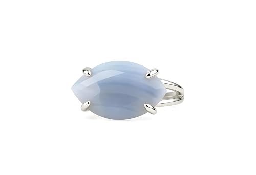 Bague agate dentelle naturelle en argent sterling pour mariage