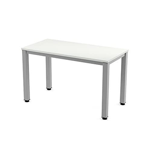 Rocada - Escritorio Moderno y Funcional para Oficina y Estudio en Casa | Estructura de Acero Duradera | Mesa de Estudio Estilo Nórdico | Montaje Sencillo, Gris + Tablero Blanco, 120x60 cm, Acero