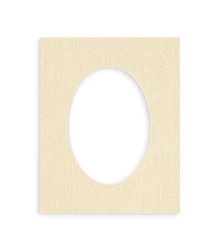 6x8 Mat Bevel Cut for 4x5 Photos - Precut Fresh Linen Canvas Oval Shaped Photo Mat Board Opening - Acid Free Matte to Protect Your Pictures - Bevel Cut for Family Photos, Pack of 1 Matboard