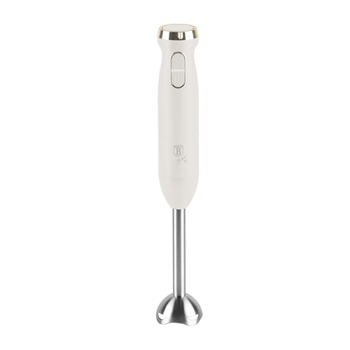Berlinger Haus Batidora de Mano 800W, Control de Velocidad Variable, Cuchilla de Titanio, Función Turbo, Desmontable, Acero Inoxidable 18/10, Color Crema Mate