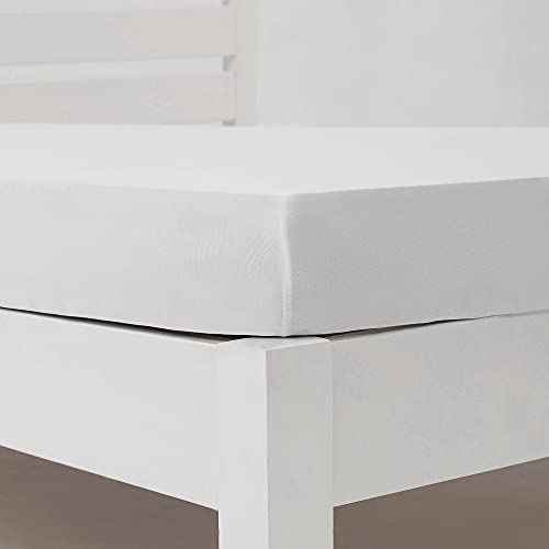 Image of N&Y HOME Cot Size Fitted Sheet Only - 4-Way Stretch Jersey Knit & Snug Fit for Bunk Beds, Camping & RV, Sizes as 25x75, 28x75, 30x75 & 32x75, No Slipping, Soft & Comfortable - White, Bunk /Cot Twin