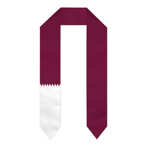 Vintage Qatari Qatar Flag Graduation Stole Sash Shawl for Men Women Thickened Scarf for International Students Teachers Study Aboard Graduate Gift 72 inches Unisex