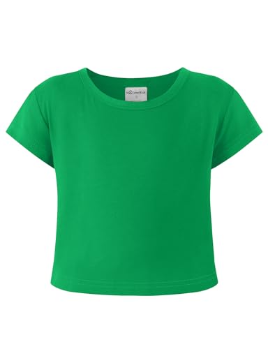 Image of Noomelfish Girls Short Sleeve Crop Tops Kids Summer Dance Cropped T-Shirts (5-14 Years)
