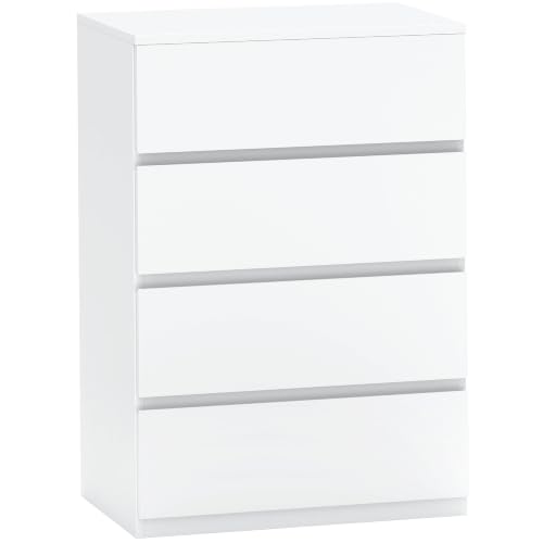Kommode mit 4 grifflosen Schubladen weiß 55 x 33 x 80 cm (BxTxH) Schubladenschrank Kommode Dielenschrank Sideboard