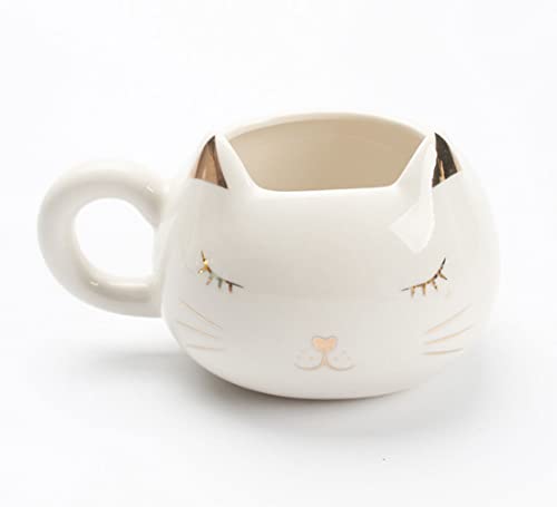 Taza Gato Blanco, 3d Taza Gatito Kawaii Simple Gracia Tazas de Cafe, para Amantes de Los Gatos Mujeres Regalos 350ml
