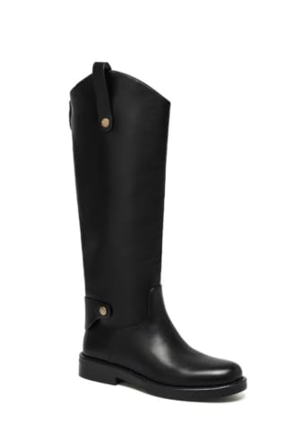 Botte cavaliere noire d'equitation au style epure pour femme