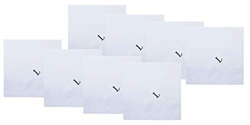 Image of Retreez 8 Pc Pure Cotton Initial Monogrammed Men's Handkerchiefs Hanky Gift Set