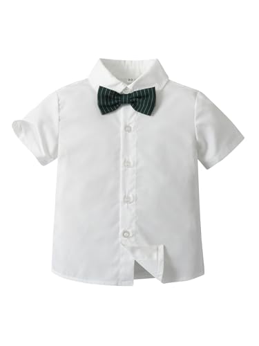 Image of Boarnseorl Baby Boys Shorts Sets, Infant Shirt+Shorts+Bow Tie+Vest,Toddler Gentleman Outfits Suits
