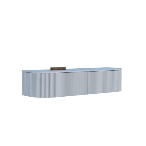Image of 48 Inch Wall Mounted Floating TV Unit with Storage Cabinet for Living Room | Modern Wooden Entertainment TV Cabinet for LED TV up to 55 Inch | Wall Mounted TV Console Unit | White Finish