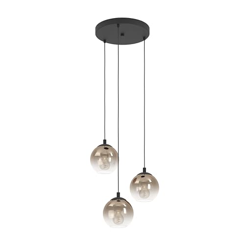 Eglo Suspension luminaire Ariscani 1, plafonnier suspendu à 3 lampes, lustre pour cage d'escalier...