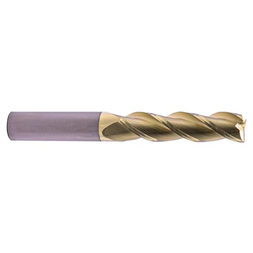 Image of 1 /2 inch 3 Flute ZrN Coated Solid Carbide Square End Mill for Aluminum, 4 inch OAL | 37 Degree Helix, Long End Mill, 1 /2 inch Cutting Diameter, 1 /2 inch Shank Diameter, 2 inch Length of Cut