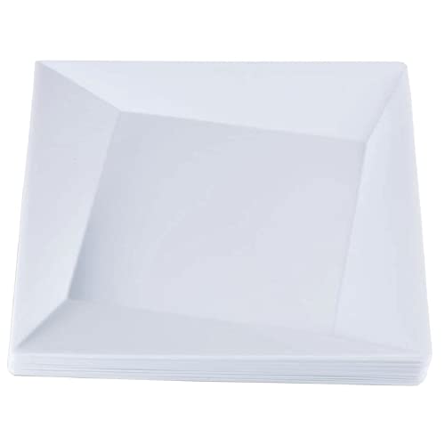 Party Essentials 20-Count Hard Plastic 6.5" Twisted Square Dessert/Appetizer Plates, White