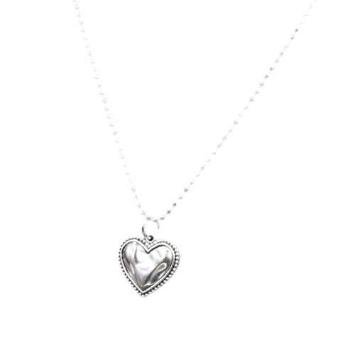 Collier Sacré-Cœur de Jésus argent 925 chrétien, chaîne perles et pendentif coeur pour femme homme