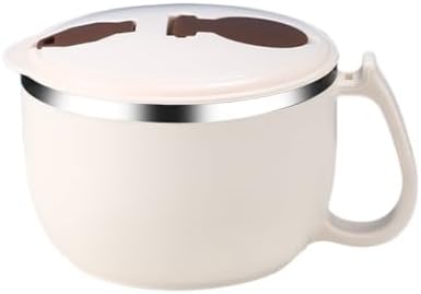 Stainless Steel Bowl with Lid Instant Noodles Solid Color Drainable Lunch Box image 2