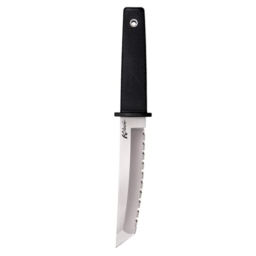 Image of Cold Steel Kobun Serrated 5.5 inch Japanese AUS8A Stainless Steel American Tanto Shape Fixed Blade Tactical Hunting Knife, Ergonomic Kray-Ex Handle, Secure-Ex Sheath