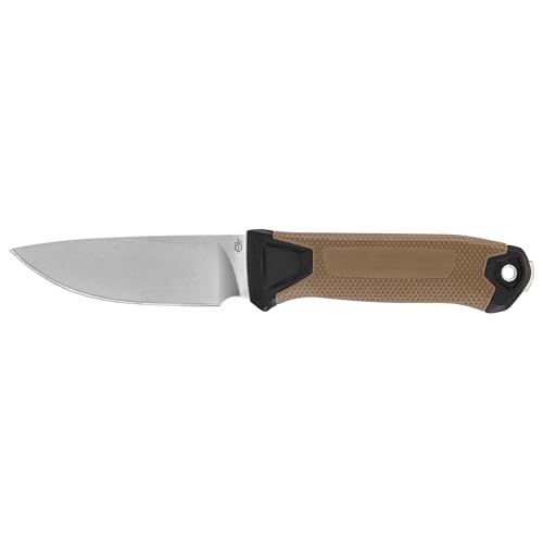 Gerber Gear StrongArm Camp Magnacut - Fixed Blade Survival Tactical Knife for Camping, Outdoor, Hunting - Ergonomic Ambidextrous Utility Tool - Made in USA - Coyote Brown