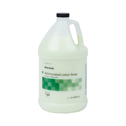 McKesson Antimicrobial Lotion Hand Soap with Aloe 1 Gallon Refill Bottle [Pack of 1] - Herbal Scent Keeps Hands Clean and Moisturized Medical-Grade Soap
