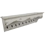 ecosoul Wandregal Garderobe Vintage Holz massiv Landhaus H/B/T 28/90/25 cm Fichte antikgrau patiniert weiß