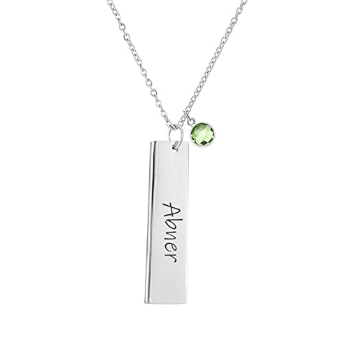 SEKECHIKU Mothers Day Gifts Name Necklaces Personalized Engraved Birthstone Necklace for Women Bar Necklaces Initial Necklace Mom Necklace