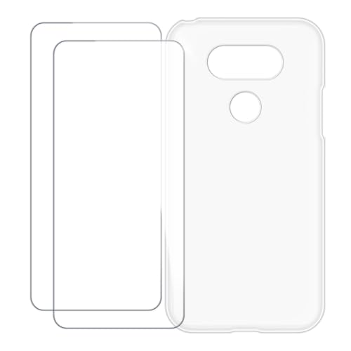 UOGNADGD Compatible with LG G5 Case Colorful Custom Cover with 2 Pack Tempered Glass Screen Protectors - Shockproof Scratch-Resistant (White)