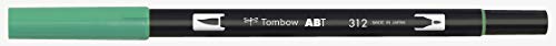 Image of Tombow ABT-312 Fibre Tip Dual Brush Pen with Two Tips, Holly Green