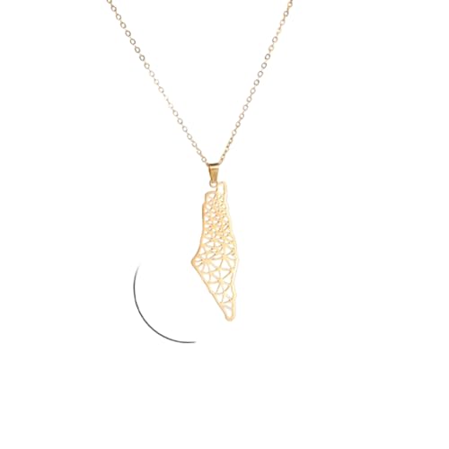 Collier Israël argent Palestine pendentif carte chaîne femme
