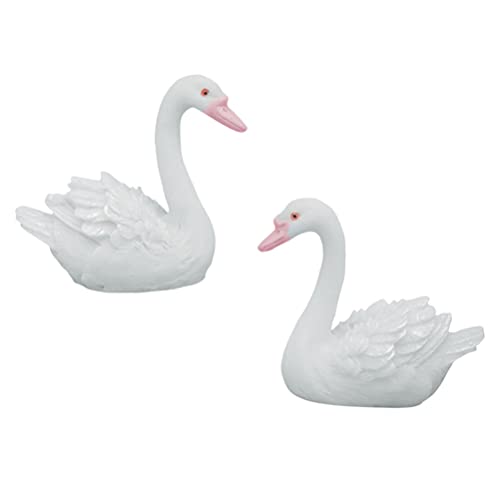 Holibanna 2Pcs Garden White Swan Statues Resin Goose Figurines Landscape Ornament White Swan Statues Art Craft For Yard Garden Decoration #TOP26