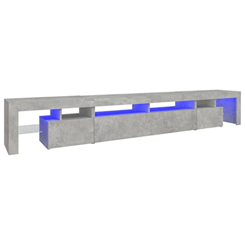 LAPOOH Mueble de TV con Luces LED Gris hormigón 260x36,5x40 cm, Mueble para TV Moderno - imagen 2