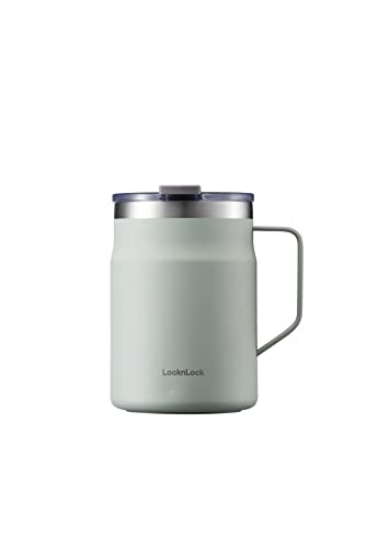 LocknLock Stainless Steel Double Wall Insulated with Handle, Lid, 16 oz, Mint Metro Mug