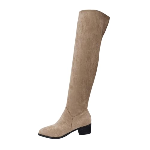 Bottes au-dessus du genou d'hiver pour femmes à demi-fermeture
