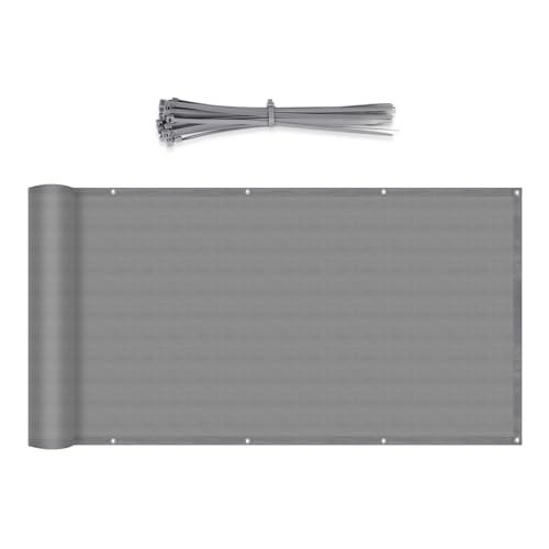 Sekey Balkon Sichtschutz Balkonabdeckung HDPE Leicht Transparent Wind- und UV-Schutz Wetterfest, mit Ösen, Nylon Kabelbinder und Kordel